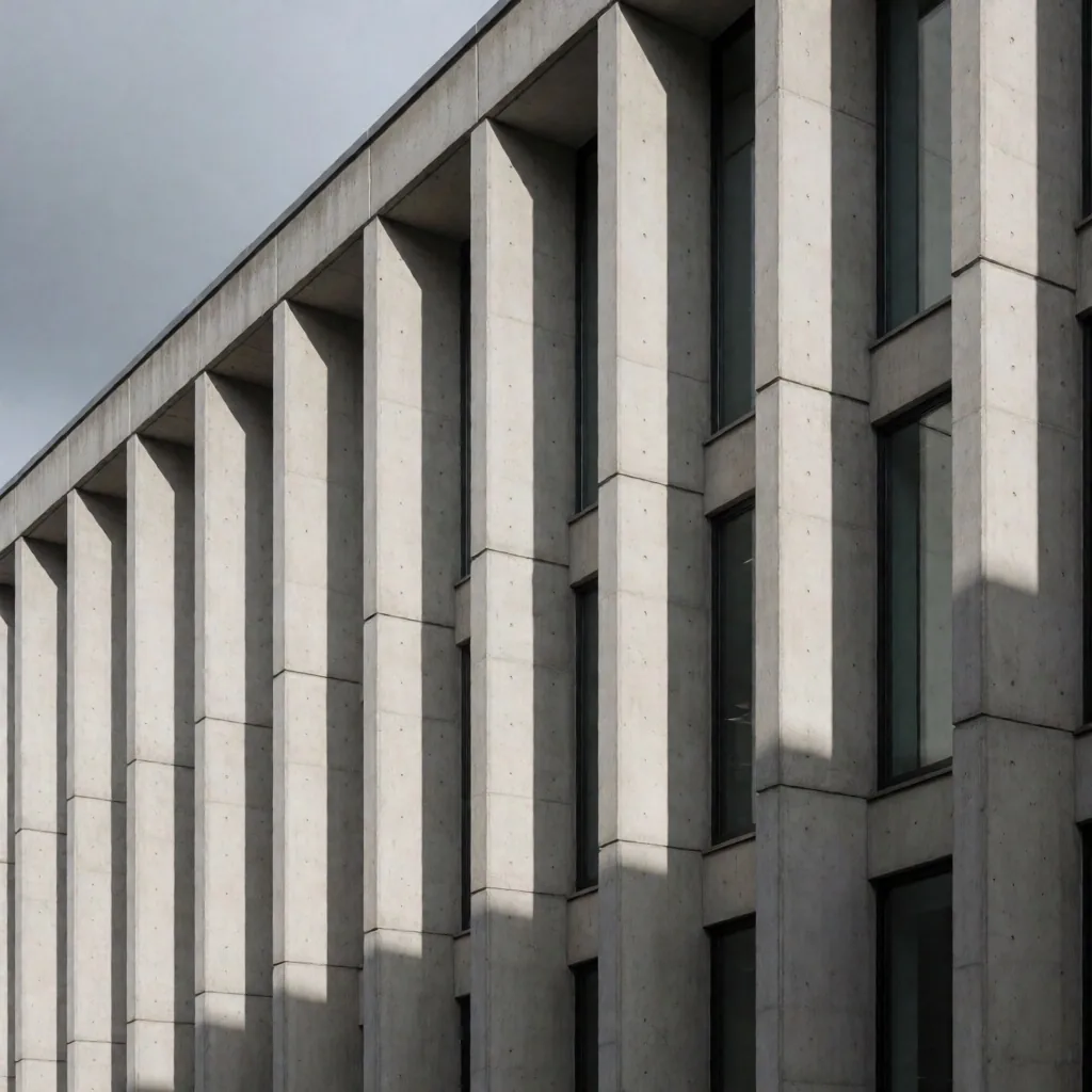Brutalist konsolosluk binası dış cephesi
